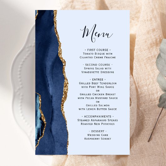 Tall Budget Navy Blue金ゴールドアゲート結婚のメニュー