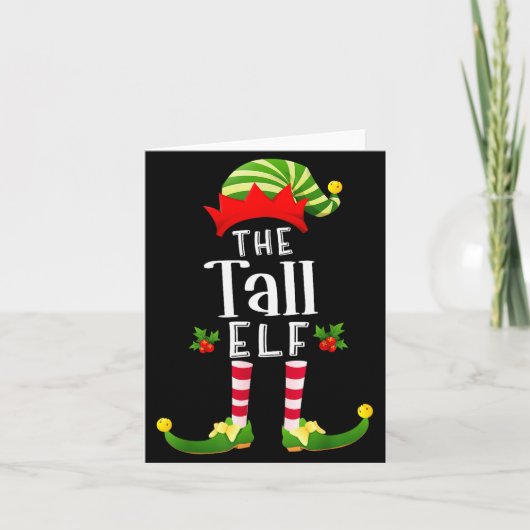 Tall Christmas Elf Matching Pajama X-mas Party カード (正面)