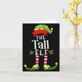 Tall Christmas Elf Matching Pajama X-mas Party カード (黄色い花)