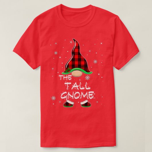 Tall Gnome Buffalo Plaid Matching Family Christmas Tシャツ (デザイン正面)