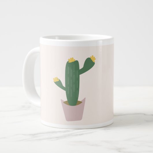 Tall Green and Yellow Desert Cactus  ジャンボコーヒーマグカップ (正面左)