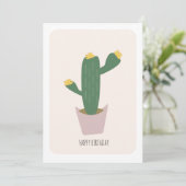 Tall Green and Yellow Desert Cactus Birthday Card カード (スタンド正面)