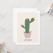 Tall Green and Yellow Desert Cactus Birthday Card カード (正面/裏面インサイチュ)
