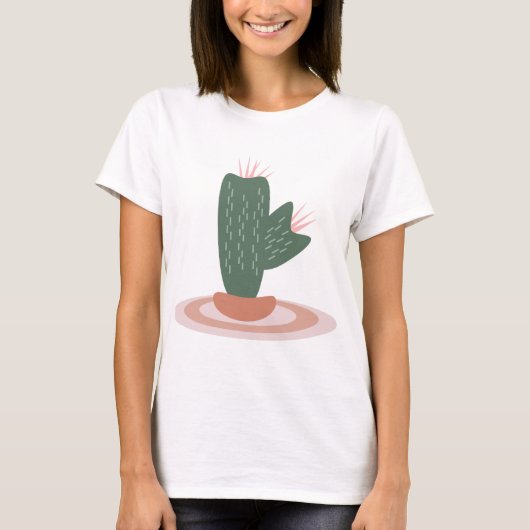 Tall Green Plant on Rug Desert Cactus  Tシャツ (正面)