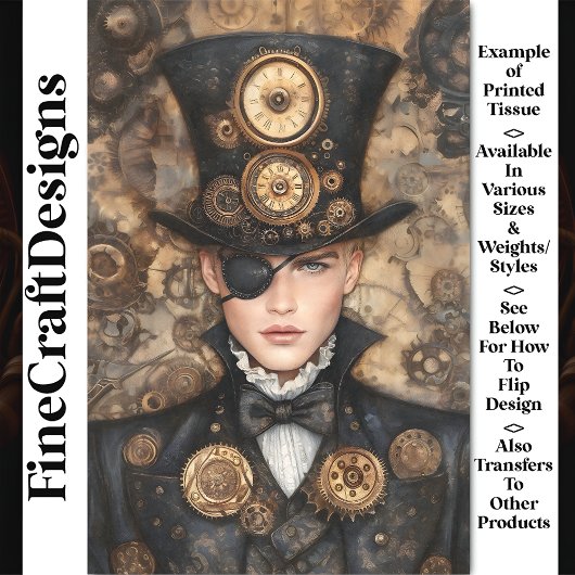 Tall Hat AD4デコページのクロックパンクスチームパンクマン 薄葉紙