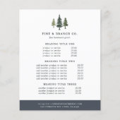 Tall Pinesの価格設定とサービス チラシ (正面)