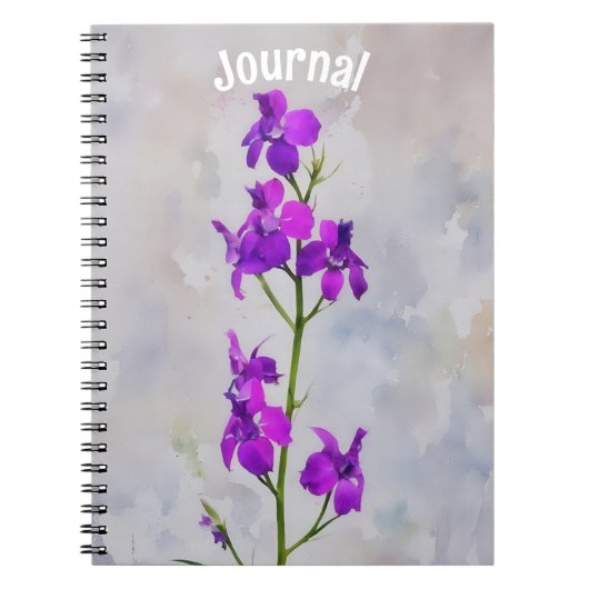 Tall Purple Flowers Journalパーソナライズ ノートブック (正面)