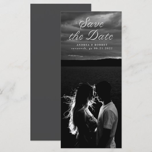 Tall Ribbon Script Save the Date Card (正面/裏面)