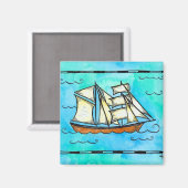 Tall Ship Magnet - Brigantine Pirate Ship マグネット (正面/裏面)