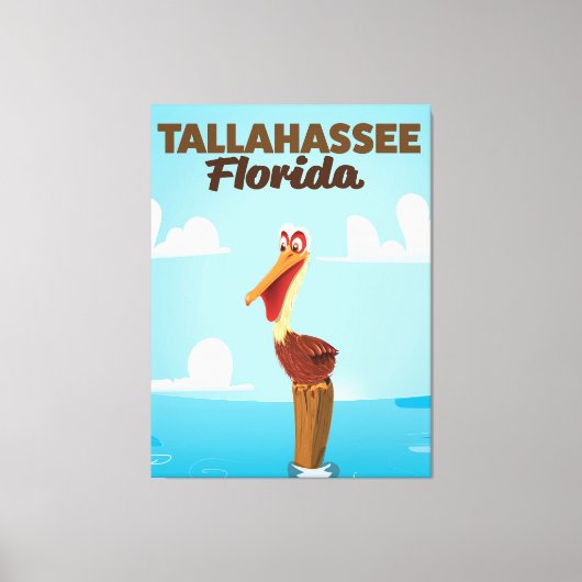 Tallahassee Florida漫画旅行ポスター キャンバスプリント (正面)