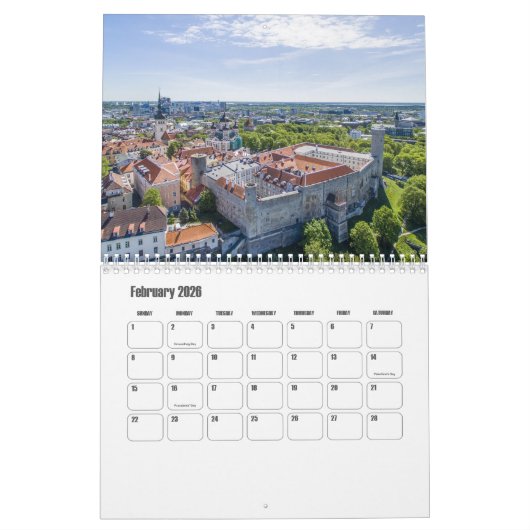 Tallinn-Estonia Calendar カレンダー (2月 2026)