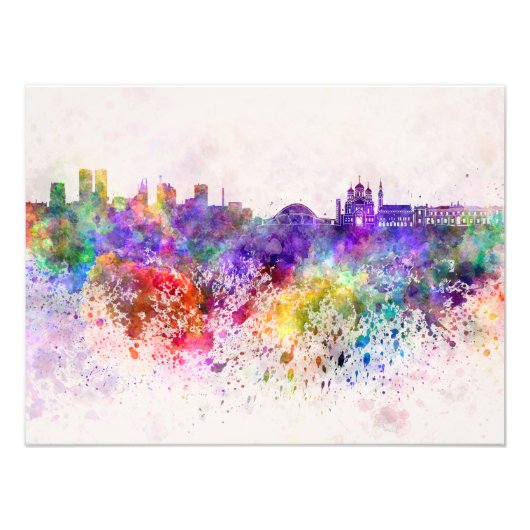 Tallinn skyline in watercolor background フォトプリント            (正面)
