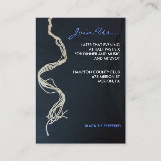 Tallit Tallisのバーのバルミツワーの披露宴カード エンクロージャーカード (正面)