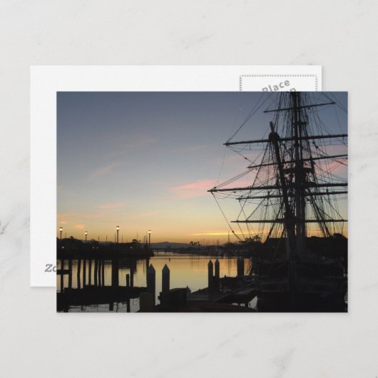 Tallship at Sunrise ポストカード (正面/裏面)