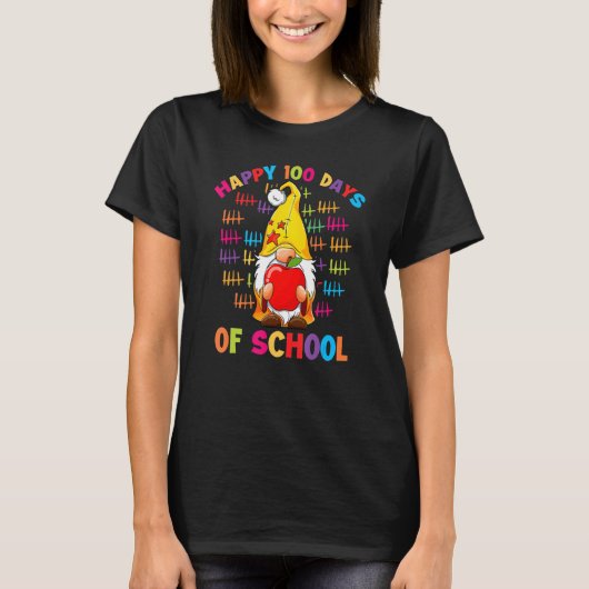Tally Marks Happy 100th Day Of School Gnome Studen Tシャツ (正面)