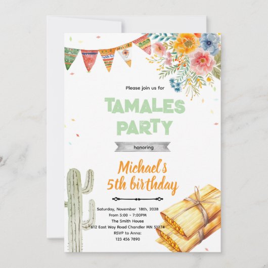 Tamale birthday party invitation 招待状 (正面)