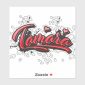 Tamara red Heart Graffiti Aufkleber Sticker シール (シート)