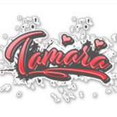 Tamara red Heart Graffiti Aufkleber Sticker シール (正面)