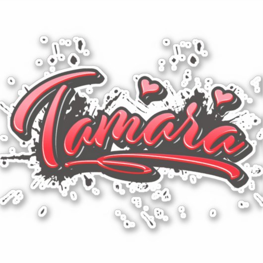 Tamara red Heart Graffiti Aufkleber Sticker シール (正面)