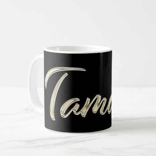 Tamara white gold Handwriting Tasse Kaffeetasse コーヒーマグカップ (正面左)
