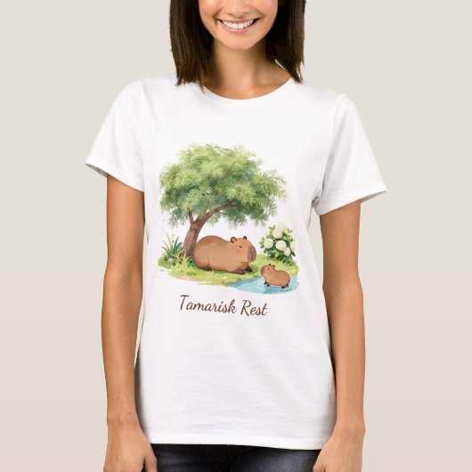 Tamarisk Rest Capybara Botanical Bible Tシャツ – カット (正面)