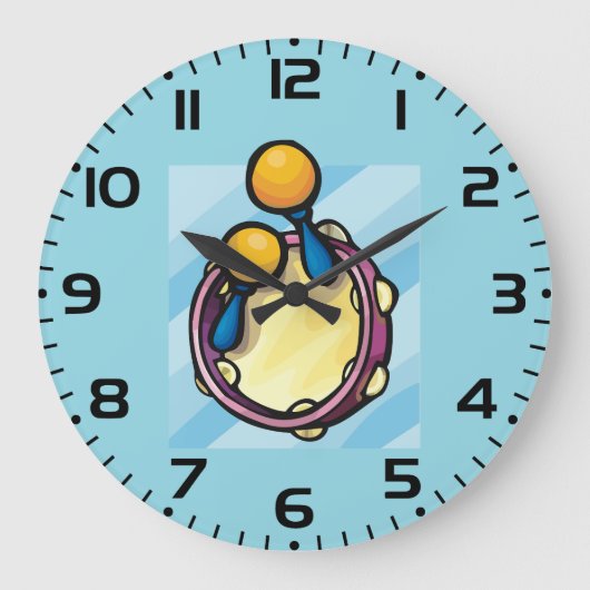 Tamborine And Maraccas ラージ壁時計 (正面)