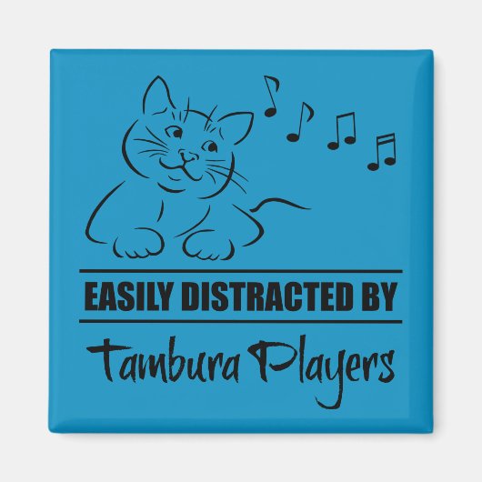 Tamburaプレイヤーに気を取られやすい不思議な猫 マグネット (正面)