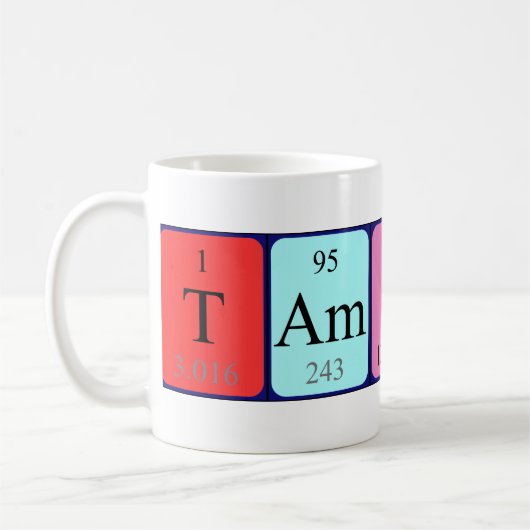 Tamiko定期テーブル名mug コーヒーマグカップ (左)