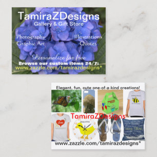 TamiraZDesignsブルーアジサイの名刺 名刺