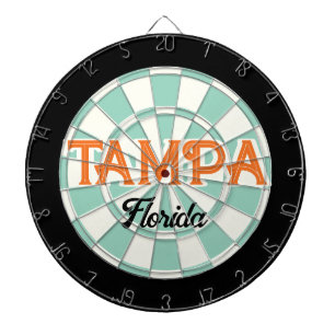 TAMPA フロリダ オレンジ色 テキスト ライト ティール ホワイト ブラック ダーツボード