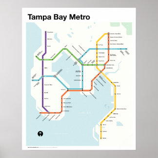 Tampa Bay Metro - Fantasy Subway Map, Tampa, FL. ポスター