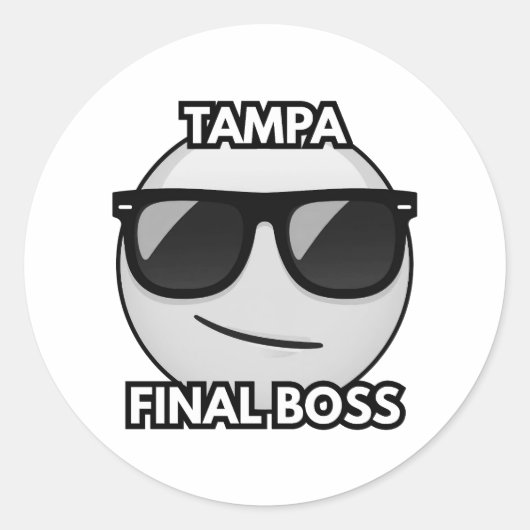 Tampa Final Boss Cool Emoji Sticker ラウンドシール (正面)