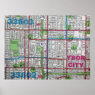 Tampa, FL Vintage Map Poster ポスター