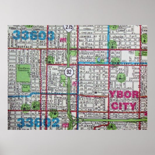 Tampa, FL Vintage Map Poster ポスター (正面)