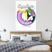 Tampa Floridaレトロロゴの探索 キャンバスプリント (インサイチュ (寝室))
