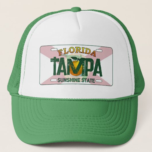 Tampa Florida flag license plate hat キャップ (正面)