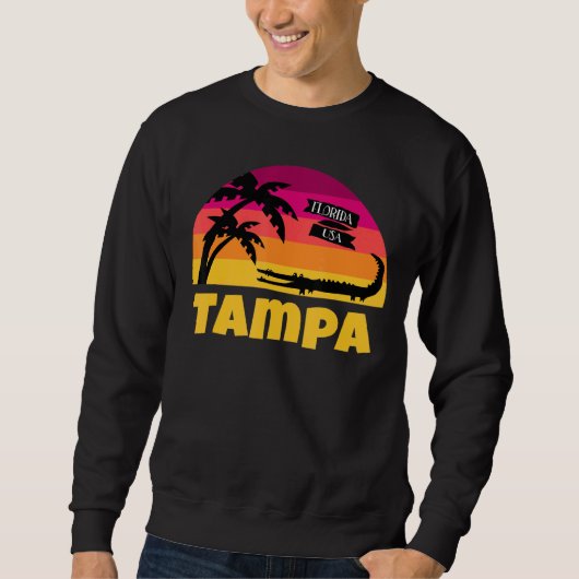 Tampa Florida Retro Sunset And Alligator スウェットシャツ (正面)