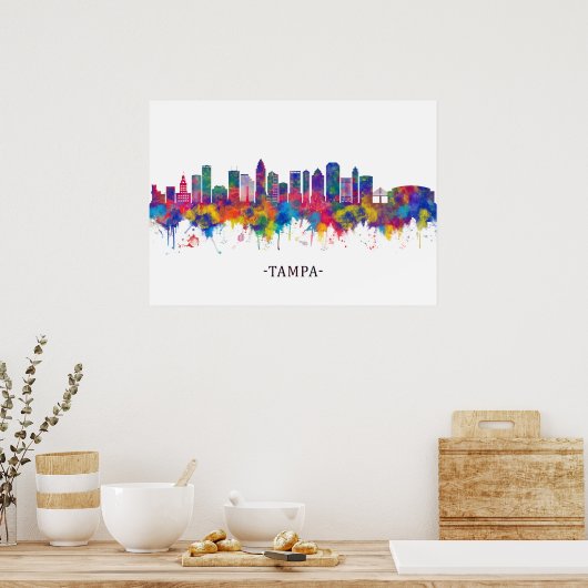 Tampa Florida Skyline ポスター (キッチン)