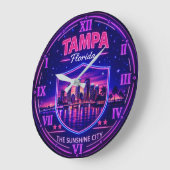 Tampa Florida Waterfront Skyline ラージ壁時計 (傾斜)