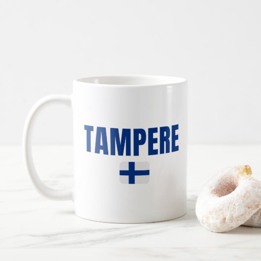 TAMPERE Finland Flag コーヒーマグカップ (ドーナツ)
