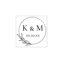 Tampons Encreurs Fleur Botanique, Mariage, Initial ラバースタンプ