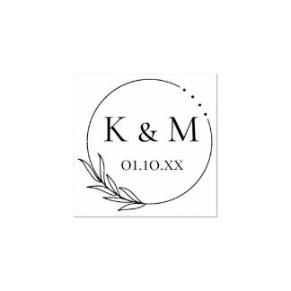 Tampons Encreurs Fleur Botanique, Mariage, Initial ラバースタンプ