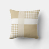 Tanあなたの写真を追加Gingham Brown モダン Monogram クッション (裏面)