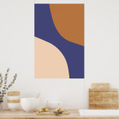 TanおよびBlueミニマリストの渦巻き形状 ポスター (キッチン)