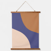 TanおよびBlueミニマリストの渦巻き形状 吊り下げ型タペストリー (正面)