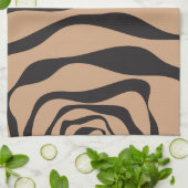 TanとBlackのEbbとFlow 4 キッチンタオル (折り畳み)