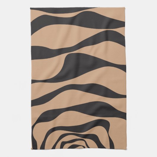 TanとBlackのEbbとFlow 4 キッチンタオル (縦)