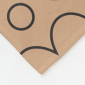 TanとBlack Loveのハートと水玉模様パターン フリースブランケット (角)