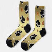 Tanとblack pawは金ゴールド背景に印刷#1 ソックス (左)