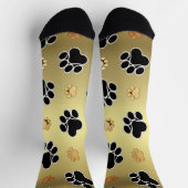 Tanとblack pawは金ゴールド背景に印刷#1 ソックス (上部)